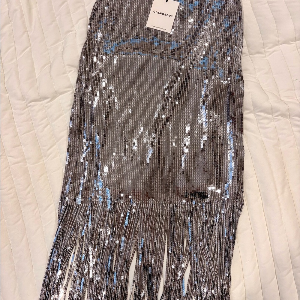 Glamorous Metallic Sequin Fringe Wrap